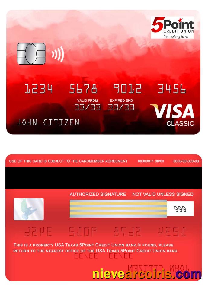 USA Texas 5Point Credit Union bank visa classic card